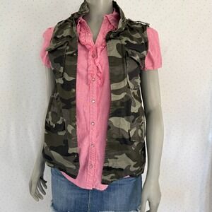 Love Tree Women's Utility Vest Medium Camouflage Cargo Pockets 100% Cotton